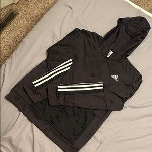 Adidas Boys Charcoal and Black Zip-Up Hoodie Sz XL